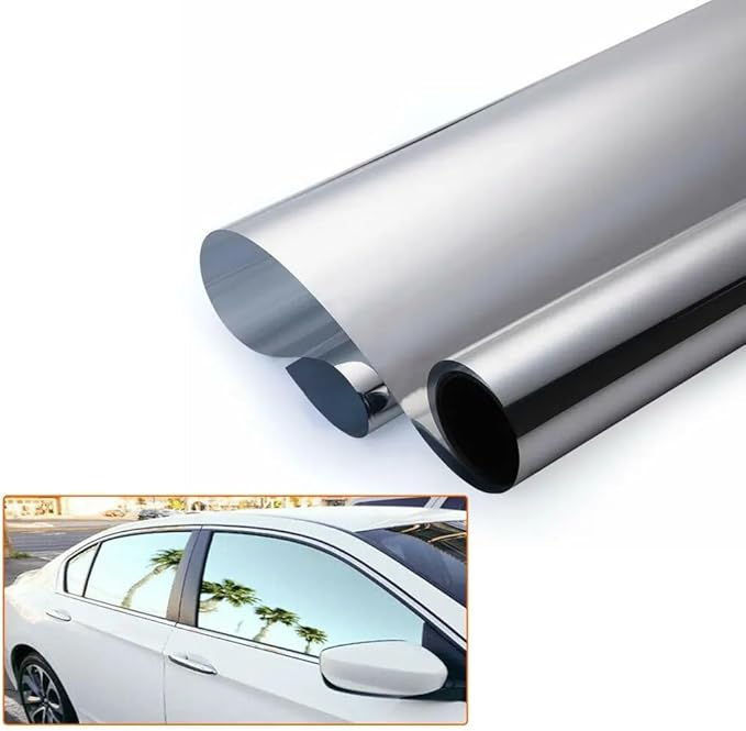 One Way Uncut Roll Window Tint Film Mirror Privacy UV Reflective Car Home Office Glass Scratch Resistant Film,for Privacy and Heat Reduction (Silver, 20" Inches x 20'Feet)