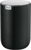 EKO Fandy 0.4 Gal/1.5L Mini Tabletop Trash Bin with Swing-Lid, Desktop Trash Can for Bathroom Countertop, Vanity, Coffee or Office, Small Garbage Bin (Black)