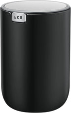 EKO Fandy 0.4 Gal/1.5L Mini Tabletop Trash Bin with Swing-Lid, Desktop Trash Can for Bathroom Countertop, Vanity, Coffee or Office, Small Garbage Bin (Black)
