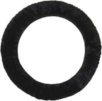 AEGIS Cover Sheepskin Steering Wheel Cover Premium Luxury AUS Genuine Merino Wool All-Season Non-Slip for Cars Fits 14.5-15.5" Wheels (Black)