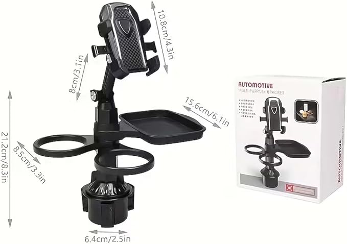4 in 1 Car Table Tray，Mobile Phone Holder Car Cup Holder Tray ，360° Rotation Cup Holder Tray for Car，Compatible with Vehicles