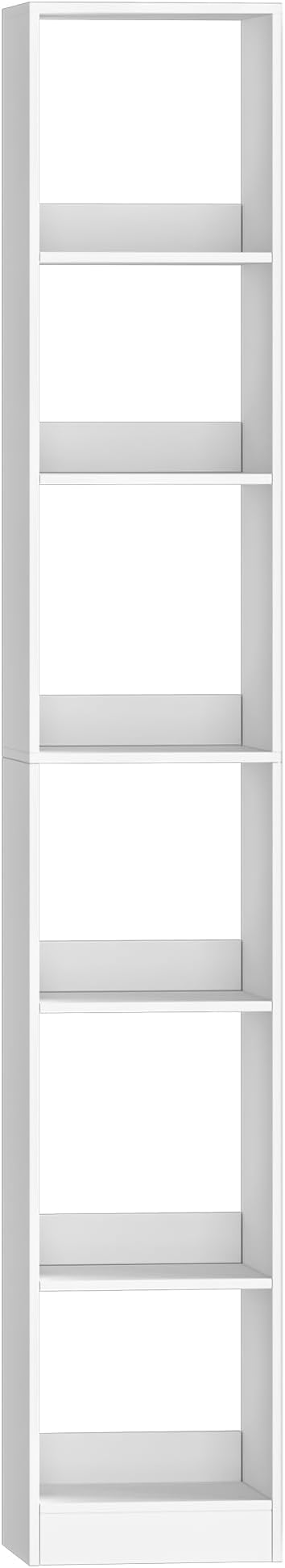 Hzuaneri Bookcase, Tall Narrow Bookshelf, Open Display Storage Shelf, Skinny Cube Book Shelf with Adjustable Shelves, CD Rack