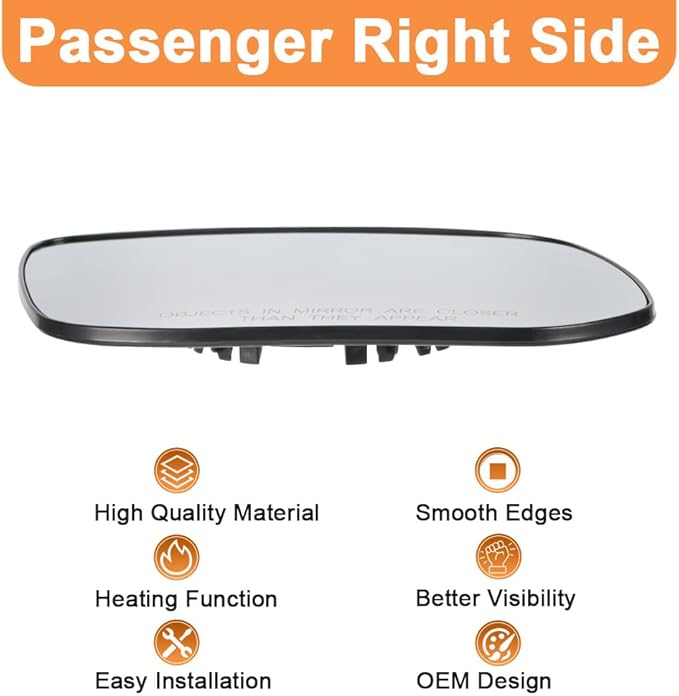 Senzeal Passenger Side Heated Mirror View Convex Mirror Glass for Chevrolet Chevy Colorado GMC Canyon 2015-2022 Rearview Mirrors Glass Replaces 23191161 (Right Side)