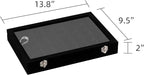 Frebeauty 48 Grid Jewelry Tray,Adjustable Earring Holder Organizer with Glass Lid,Velvet Drawer Jewelry Organizer for Rings,S