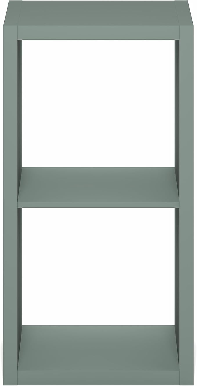 Furinno Cubicle Book Shelf, 2-Cube Bookshelf, Extra Thick Frame Horizontally & Vertically Reversible Bookcase with Open Back,