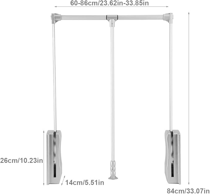 Pull Down Closet Rod, Adjustable Wardrobe Organizer Clothing Rail For Hanging Clothes Heavy Duty Clothes Rod Hanger Soft Retu