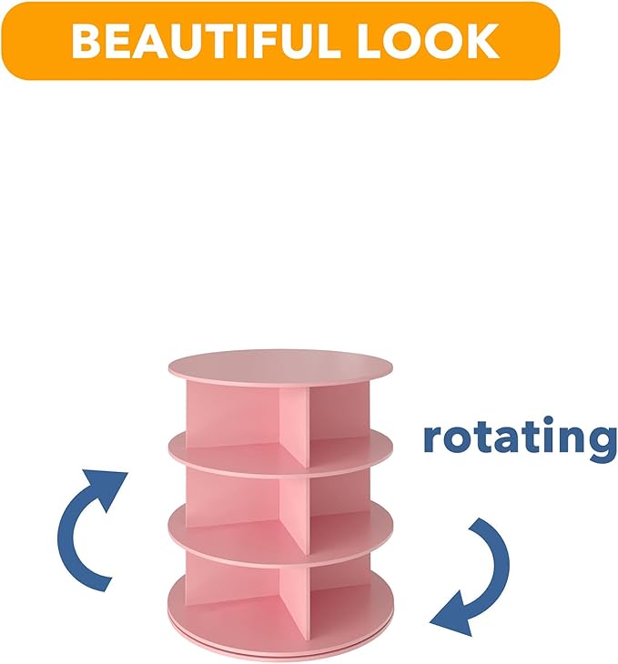SpaceAid 3 Tier Rotating Shoe Rack Tower, Spinning Shoe Display Lazy Susan, Revolving 360 Shoe Rack Storage Round Carousel, V