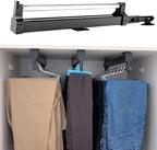 Pull Out Clothes Hanger Rail for Closet, Adjustable Heavy Duty Steel Clothes Storage Hanger Rack Bar for Pants Coats (392mm/1