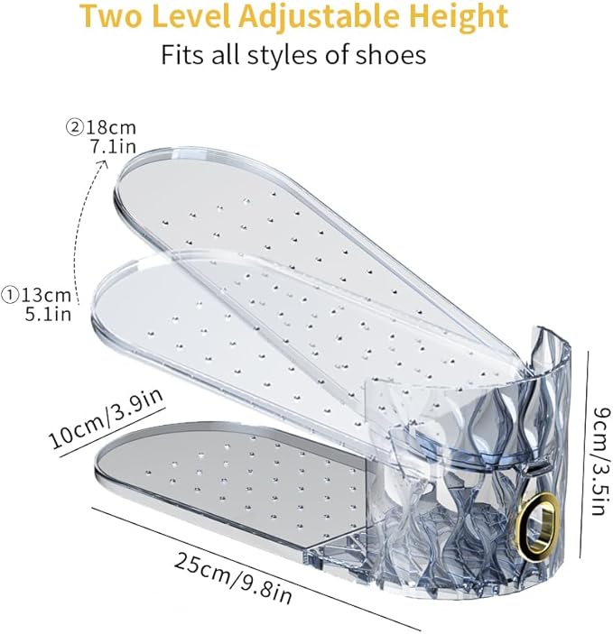 Shoe Slots Organizer, Adjustable 15 Pack Shoe Stacker for Closet Storage, Clear Double Layer Space Saver, Durable and Stackab