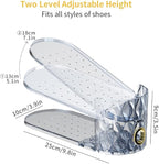 Shoe Slots Organizer, Adjustable 15 Pack Shoe Stacker for Closet Storage, Clear Double Layer Space Saver, Durable and Stackab