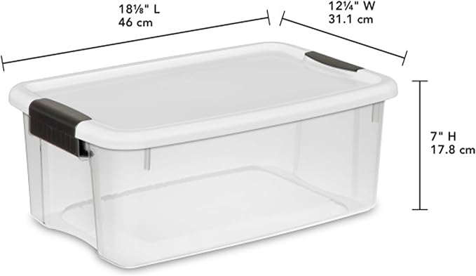 Sterilite 18-Pack Ultra Latching Box, Storage Bins with Lids, Clear Plastic, 18 Quart - Heavy-Duty Organizing Containers for 