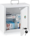 KYODOLED Locking Medicine Cabinet, Medication Lock Box with Key, Wall Mount Medical Cabinet for Safe Medication Storage, 10 *