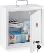 KYODOLED Locking Medicine Cabinet, Medication Lock Box with Key, Wall Mount Medical Cabinet for Safe Medication Storage, 10 *