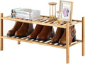 2-Tier Bamboo Shoe Rack for Entryway, Stackable | Heavy Duty | Multi-Function, Free Standing Shoe Racks for Bedroom Hallway C