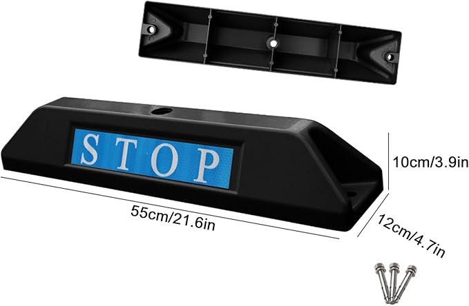 Cast Aluminum Parking Stopper for Garage, 2-Piece Garage Parking Aid, Garage Parking Stops with Reflective Signs, for Driveway, Garage(Black)