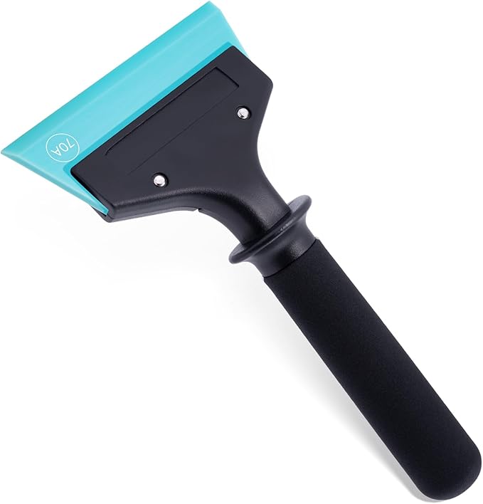 FOSHIO Small Squeegee for Window & Shower Glass Doors, Heavy Duty Metal Handle with 3 Rubber Blades & Car Windshield Ice Scrapers