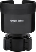 Amazon Basics Car Cup Holder Expander with Adjustable Base, Securely Holds Large Bottles 3.4 to 3.8 in Diameter, Compatible w