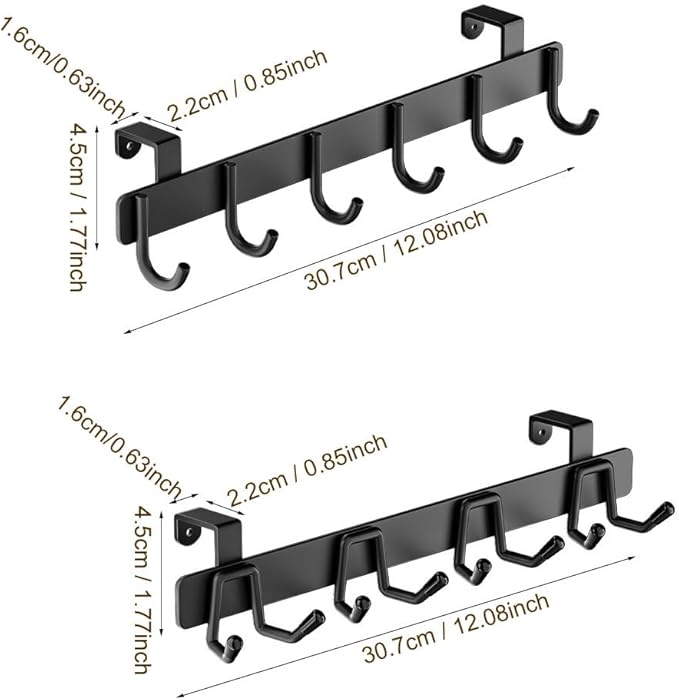 2 Pack Over The Cabinet Door Hook - for Doors up to 3/4''(2cm) Thickness, Back of Cabinet Door Rack Hanger Organizer for Coat