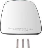TRQ Passenger Side Manual Mirror Glass Snap On Clear Compatible with 2003-2007 Chevrolet Express 1500 2500 3500, GMC Savana 1