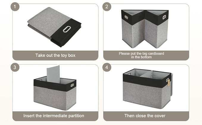 Large Toy Storage Box with Lid, Collapsible Toys Storage Organizer Bins with Dividers and Handles, Storage Chest Bin for Kids
