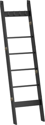 Hzuaneri Blanket Ladder for Living Room, Decorative Quilt Rack with 4 Removable Hooks, 6-Tier Farmhouse Ladder Holder Shelf O