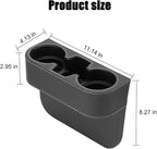 Car Seat Gap Filler Organizer with Cup Holder, Leather Multifunctional Vehicle Front Seat Crevice Storage Box Bag, Automotive Console Side Bucket Pocket, Universal Fit (Gray)