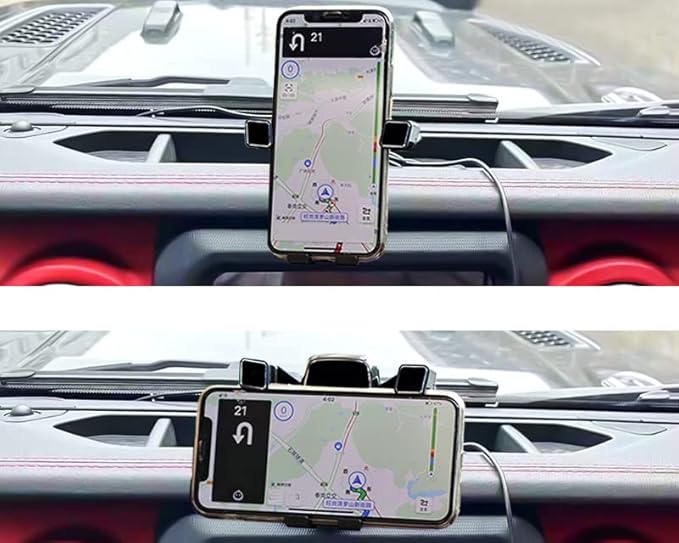 iJDMTOY Dashboard Direct Clip-On Mount Phone Gravity Holder Compatible with Jeep 2018-up Wrangler JL, 2020-up Gladiator JT (Won't Occupy Air Vent Opening)
