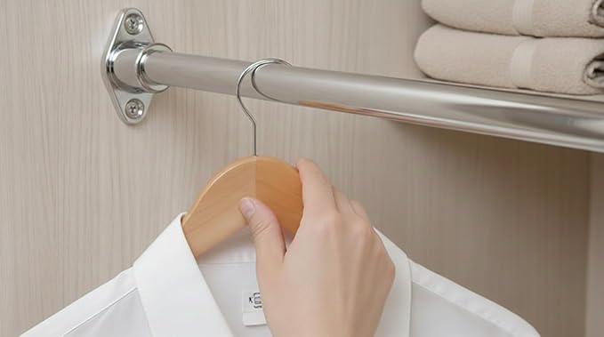 trust4care Heavy Tension Chrome Closet Rod Holders & Shower Curtain Rod Brackets (Adjustable 1"/1.5" Rods) – Deep 0.75" Pole 