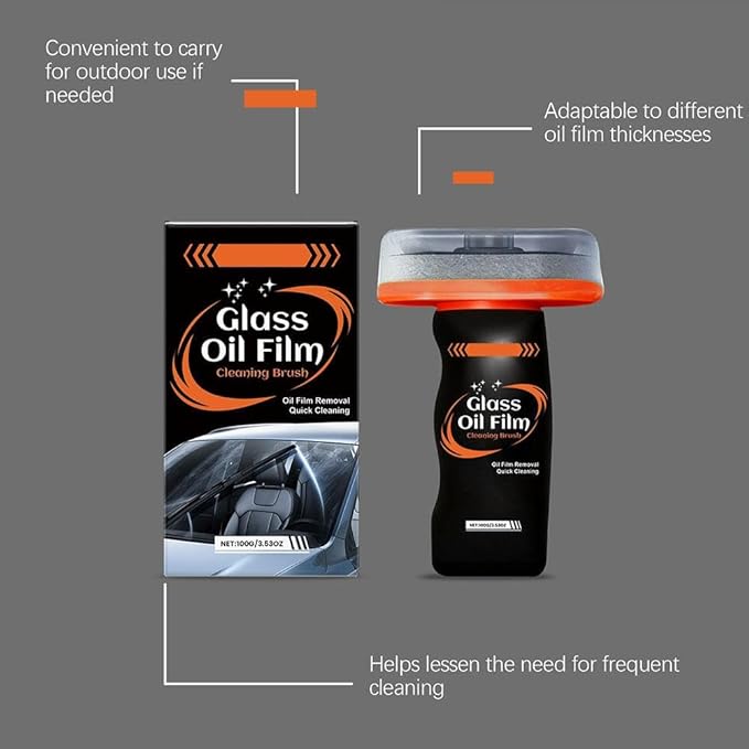 Glass Guard, Hand-Held Glass Emulsion Cleaner, Car Glas-s Oil Film Remover Brush, Windscreen Cleaner Remove Water Spots Dirt 