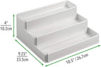 mDesign Plastic Expandable 3-Tier Shelf Rack Organizer - Storage for Bathroom Vanity, Cabinet, Cupboard, Drawer - Holds Medic