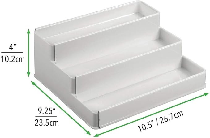 mDesign Plastic Expandable 3-Tier Shelf Rack Organizer - Storage for Bathroom Vanity, Cabinet, Cupboard, Drawer - Holds Medic