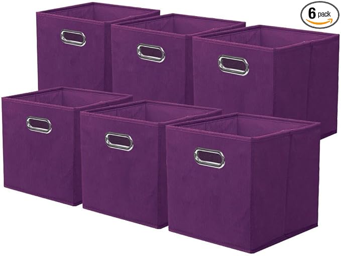 ShellKingdom Storage Bins, Foldable Fabric Storage Cubes And Cloth Storage Organizer Drawer with Metal Handle For Closet And 