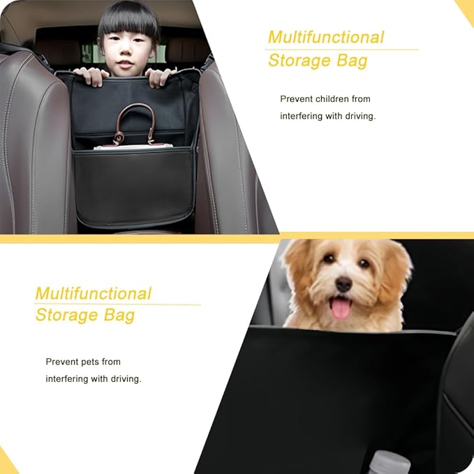 Tumecos Car Handbag Holder Between Seats, Multifunctional Car organizer for Center Armrest Box,Car Storage Bag Pocket Handbag Purse Holder for Storage, Large capacity, wear resistant(Black)
