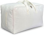Soft Large Canvas Comforter Storage Bags with Four Carrying Handles and Clear Window, Closet Organizer for Clothing, Blankets