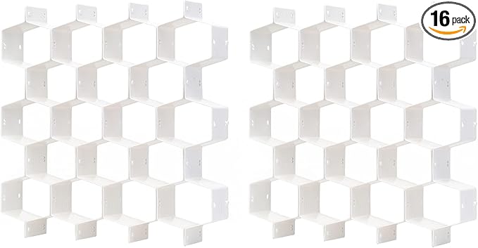 Drawer Splitter 16-piece Set Adjustable Honeycomb Organizer Tie Sock Organizer Underwear Panties Cosmetic Sorter (White)