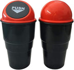 Car Trash Can with Lid, Automotive Cup Holder Mini Vehicle Garbage Can Trash Bin for Car Office Home Bedroom (Red 2 Pack)