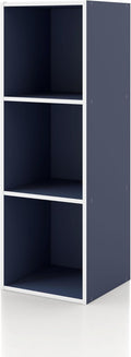 Homes: Inside + Out Apexa 3-Cube Storage Organizer Shelves, Stackable Wood Bookcase Fits Cubby Bins for Organization, Dorm Te