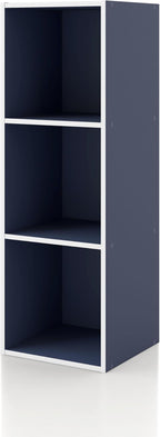 Homes: Inside + Out Apexa 3-Cube Storage Organizer Shelves, Stackable Wood Bookcase Fits Cubby Bins for Organization, Dorm Te