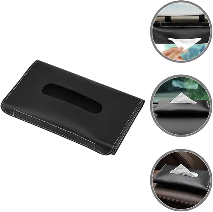 Cabilock Car Visor Tissue Holder Pu Napkin Case for Easy Access Stylish Sun Visor Organizer Quick Installation and Dirt-Resistant Design for Vehicle Accessories