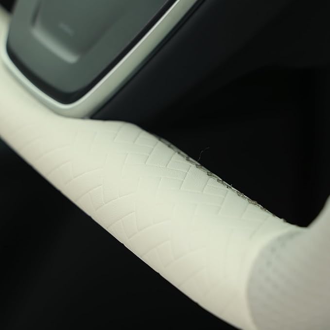MEWANT Hand Stitched Tesla Model S Yoke Steering Wheel Cover Wrap for Tesla Model S 2021-2023 / Model X 2021-2023 Tesla Yoke Steering Wheel Accessories