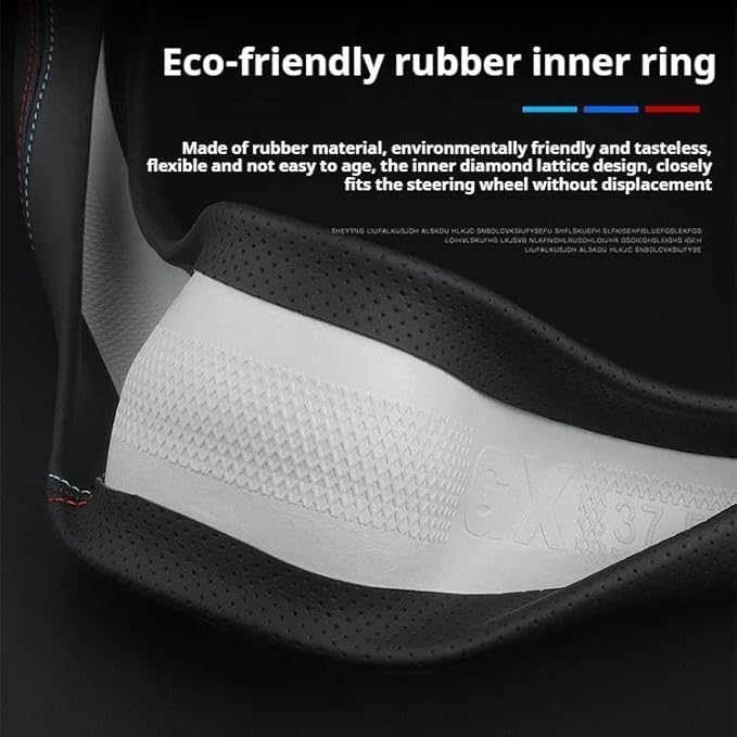 RYE for Jeep Steering Wheel Cover, Leather Car Steering Wheel Cover Heavy-Duty Durable Breathable, for Jeep Grand Cherokee Wrangler Compass Gladiator - Black Pattern 4
