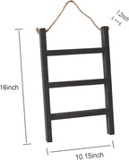 Joy Choice Farmhouse Style 16" Wood Blanket Ladder - 3-Tier Wall Hanging Rack for Living Room, Kitchen, Bathroom (Black)