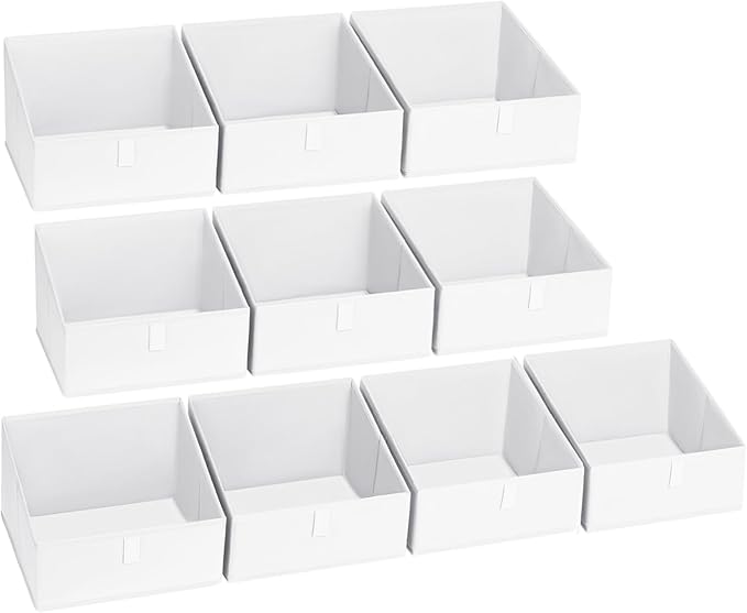 DIMJ Closet Storage Bins 10 Pack - Fabric Storage Baskets for Shelves, Collapsible Clothes Organizer, Trapezoid Shelf Organiz