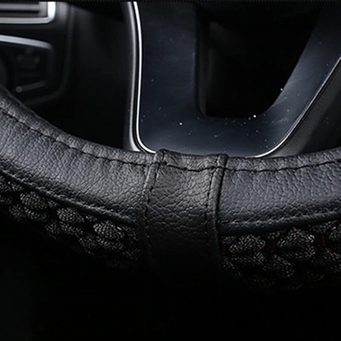 Moyishi Top Leather Steering Wheel Cover Universal Fit Soft Breathable Steering Wheel Wrap (Orange2)