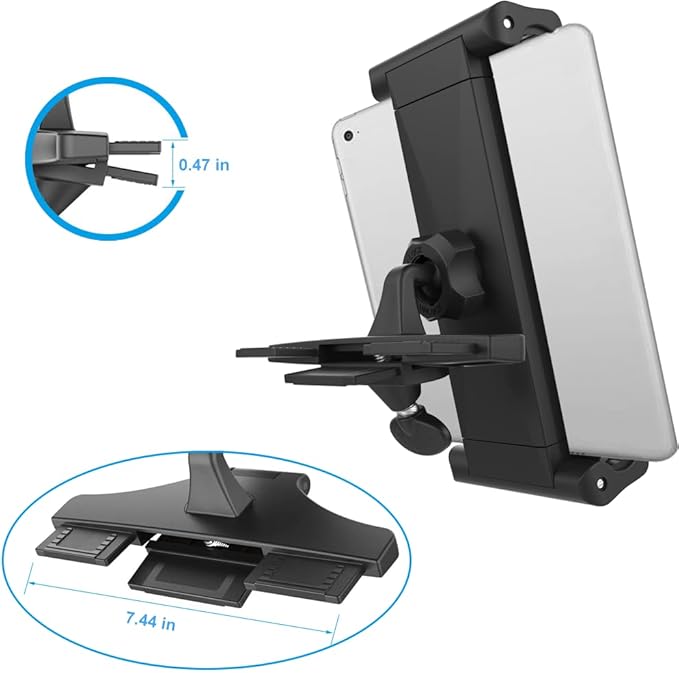 woleyi CD Slot Tablet Car Mount, CD Player iPad Mount Holder, Adjustable Tablet Mount for Car, Compatible with iPad Pro 12.9 Air Mini, Galaxy Tabs, Surface Pro/Go, 5.5"-13" iPhone, Tablets and Devices