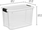 Sterilite 6-Pack 30 Quart Ultra Latch Box, Clear Storage Organizer Bins with Latching Lids - Stackable Plastic Containers for