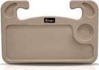 EcoNour 2 in 1 Car Steering Wheel Desk (Beige) | Steering Wheel Tray for Laptop, Eating, Drinks | Rectangular ABS Car Tray with Pen Holder & Cup Holder