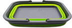 SAMMART 9.2L (2.37Gallon) Collapsible Tub with Handle - Portable Outdoor Picnic Basket/Crater - Foldable Shopping Bag - Space Saving Storage Container (1, Dark Gray/Fluorescent Green)