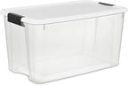 Sterilite 12-Pack Ultra Latching Box, Storage Bins with Lids, Clear Plastic, 70 Quart - Heavy-Duty Organizing Containers for 