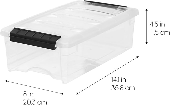 IRIS USA 6-Pack Storage Bins with Lids, 6 Quart, Made in USA Stackable See-Through Organizing Solution Latches Durable Nestab